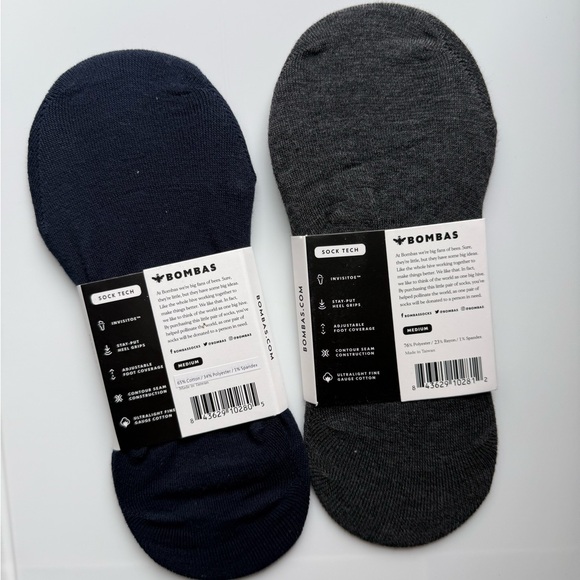 NEW!!  Bombas Women's Mid-Cut No Show Sock 
- Navy and Charcoal - Picture 2 of 2